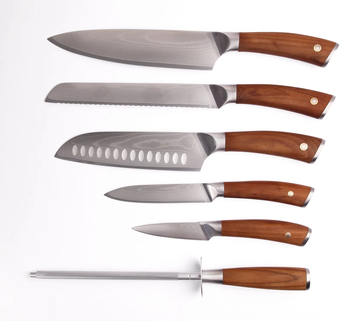 byGaard by Gaard DKS2664 Damascus Knife Set 6 Pcs Carboniseret ask håndtag (HUSK FSC)