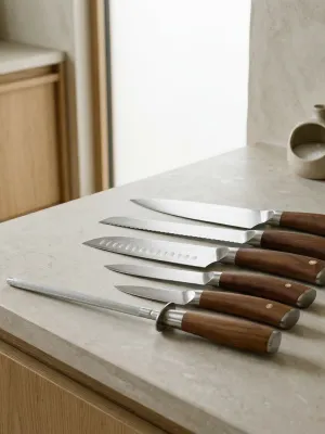 byGaard by Gaard DKS2664 Damascus Knife Set 6 Pcs Carboniseret ask håndtag (HUSK FSC)