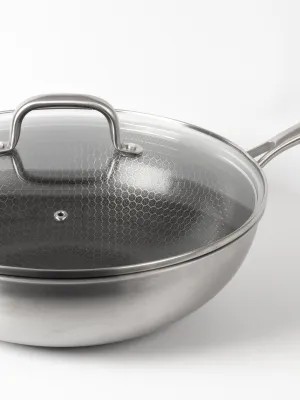 byGaard WP2625 Hybrid wok pande (gryde) mat stål, 30 cm x 9 cm, med glaslåg,
