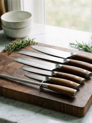 byGaard by Gaard DKS2664 Damascus Knife Set 6 Pcs Carboniseret ask håndtag (HUSK FSC)