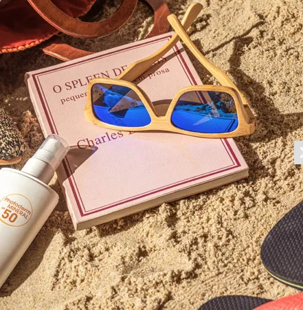 Produkt Solbrille i bambus med spejlede linser Billede
